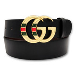 Cinturon Gg Moda Mujer Hombre Negro Liso Unisex Gg Clasica D