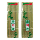 2 Esteira Bambu Sudarê Quadrada Sushi Mat 24x24 - T. Foods