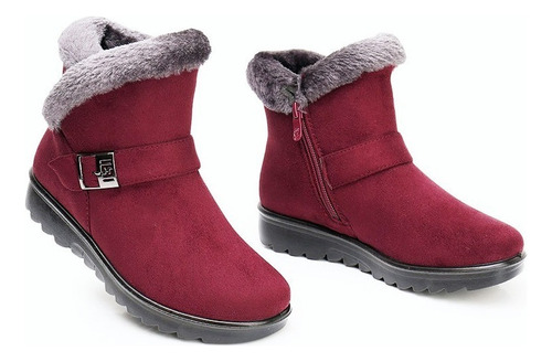 Botas De Neve Femininas Antiderrapantes Com Pelúcia E Fivela