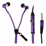 Auriculares Jack 3.5mm Violeta Cierre Para Samsung A50 51 30