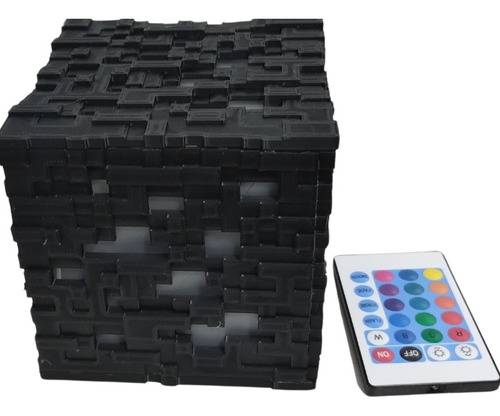 Velador Cubo Minecraft Negro , Multicolor Con Control.