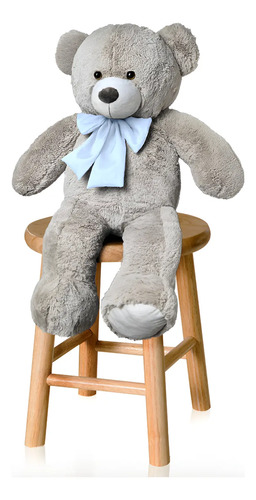 Urso De Pelúcia Teddy Bear Grande Com Laço 50cm Antialérgico