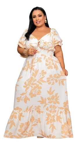 Vestido Longo Plus Size Feminino Moda Verão Tam. 48 Ao 54