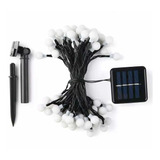 Luces De Navidad Y Decorativas Deco Estrella China Bolita Solar 7m De Largo 12v Blanco Cálido Con Cable Verde Oscuro