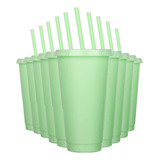 Vasos Reutilizables De 24 Oz Con Tapa Y Popote, 10 Piezas
