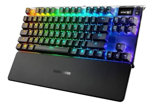 Teclado Gamer Steelseries Apex Pro Tkl Qwerty Inglês Us Cor Preto Com Luz Rgb