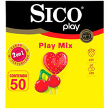 Sico Play Mix 50 Condón De Látex Texturizado Y Sabores Mixto