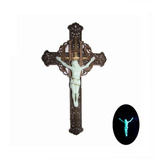 Crucifixo Metalizado Para Parede Jesus Cristo Fluorescente