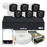 Kit Dvr Intelbras 8 Canais 1tb 6 Câmeras Full Hd 20m