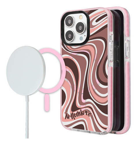 Funda Para iPhone Magsafe Para Mujer Tu Nombre Curvas Beige