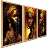 Quadros Decorativos Mulher Africana Ouro Linda Negra Belas