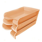 Pack X 3 Bandejas Papeleras Apilables A4 Pizzini Pastel Color Naranja