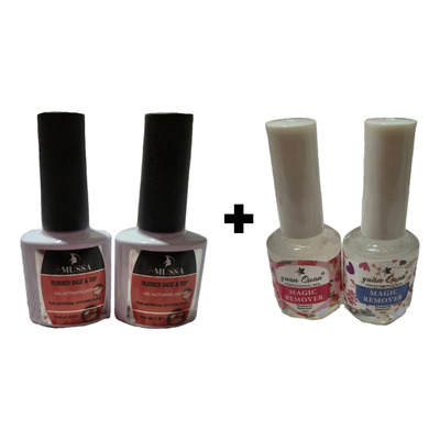 Kit 2 Rubber Base & Top Coat Lé Mussa Y 2 Removedor Magico Transparente