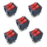 5 Unids Kcd4 Ac 250 V 16a Luz Roja 6 Terminales On/off Doble