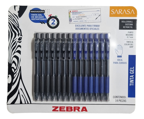 Set De Bolígrafos Gel Punto Mediano 14 Pzs Zebra