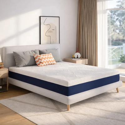 Colchón Matrimonial Memory Foam 20cm Color Azul-blanco Color Azul Y Blanco | Meses sin interés