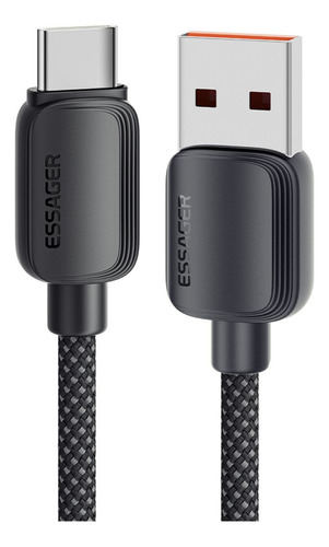 Cabo Breeze Usb-a Para Tipo C 3 Metros 7a Essager  Preto