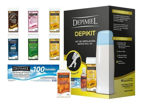 Depikit Depilacion Roll On Depimiel +6 Cartuchos +100 Bandas