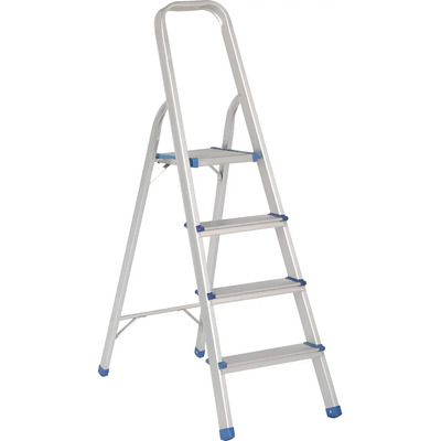 Escalera Plegable Tipo Taburete 4 Escalones Aluminio Surtek. Color Plateado | Envío gratis