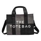 Marc Jacobs The Tote Bag New Nused, Bolsa De Lona Grande Desenho Do Tecido Negra (27 X 21 X 11 Cm)