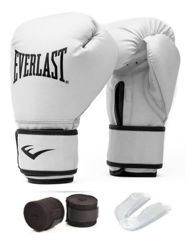 Kit Luva De Treino Everlast Core Branca + Band +bucal+bolsa