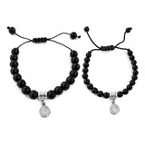 Pulsera Para Pareja San Benito Cuarzo Onix Protecciò+estuche