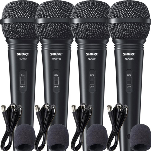 Microfone Shure Original Sv200 Combo 4 Unid + Espuma + Cabo