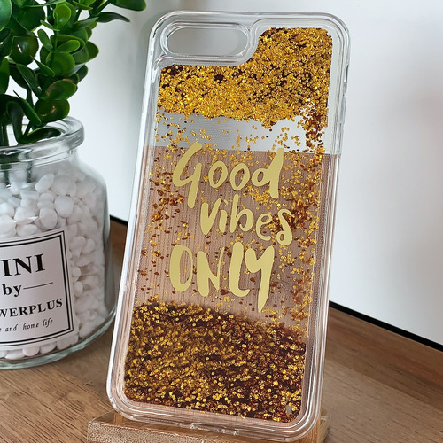 Funda Protector Para iPhone Con Brillos Glitter Liquido Case