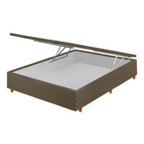 Base Box Baú Para Cama Casal 138x44cm Suede Cristalflex Cor Marrom