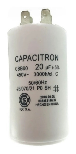 Capacitor Marcha / Condensador 20uf Motor / Bomba 