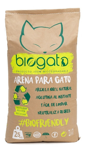 Arena Para Gatos 25kg Biogato Ecofriendly