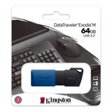 Kingston Pendrive 64gb Data Traveler Exodia M Azul Usb 3.2 D