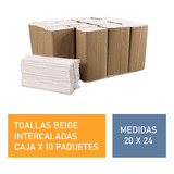 Toallas Intercaladas Papel Para Mano Beige Premium 20x24 X2500 - Caja X 10 Paquetes