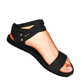 Sandalia Huarache Dama Negro Cruzado Talon Comodo