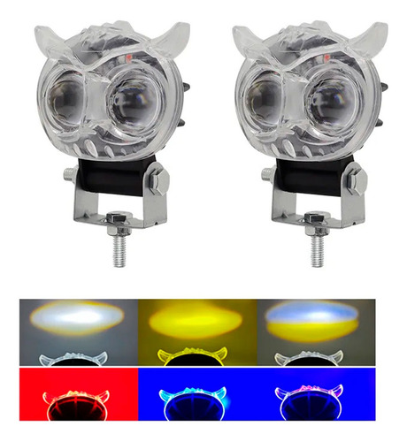 Par Exploradoras Led Laser Buho Bicolor Carro/moto