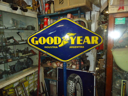 Cartel Enlozado Goodyear Original Impecable 