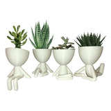 Robert Plant Kit 4 Mini Vasinhos 6cm Cactos Suculentas Decor Cor Branco