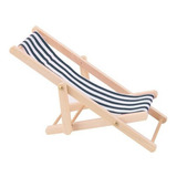 Silla De Playa Lounge De Madera Azul+blanco [u]