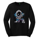 Polera Manga Larga Fortnite Cuervo Raven Skin Niño Niña