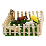 De Caballos Playset Juguetes Valla Figuras De Juguete Madera