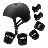 Kit Casco Protección Juvenil Rodilleras +muñequeras+ Coderas Color Negro Talla Unitalla