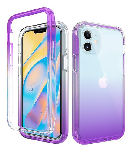 Funda 360 Para iPhone Uso Rudo Bicolor Transparente 