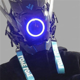 Genial Casco Futurista Con Máscara Cyberpunk Light Punk Blue