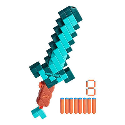 Lanzador Nerf Minecraft Espada 8 Dardos Azul Marino | Envío gratis