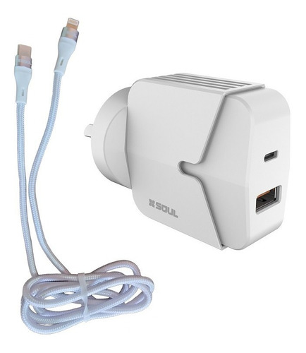 Cargador Super Rapido 20w 2 Puertos Usb Y Tipo C + Cable 12w