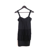 Vestido Negro Jazmin Chebar Elastizado Negro Capas Talle 2