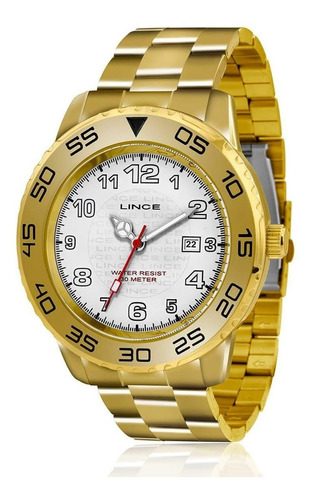 Relógio Lince Masculino Dourado Mrg4335l Clássico Folheado
