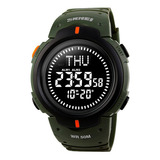 Reloj Hombre Skmei 1231 Digital Alarma Fecha Cronometro Color De La Malla Verde Militar Color Del Bisel Negro Color Del Fondo Negro