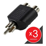 Adaptador Plug Rca Macho Mono / Rca X2 Hembra Mono Plástico