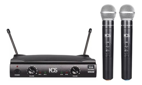Microfone Duplo Bastão Sem Fio Kds-w382m Uhf Xlr Kadosh Cor Preto